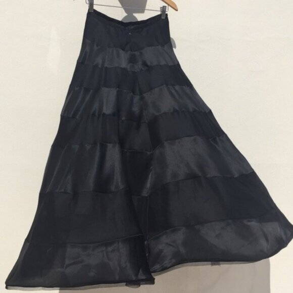 Peter Soronen (8) Designer Black Silk Tri-Layered A-Line Circular Maxi Skirt - Picture 1 of 8